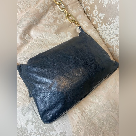 Tory Burch Black Leather Fold-Over Crossbody Bag with Gold Logo & Accents - Picture 5 of 14